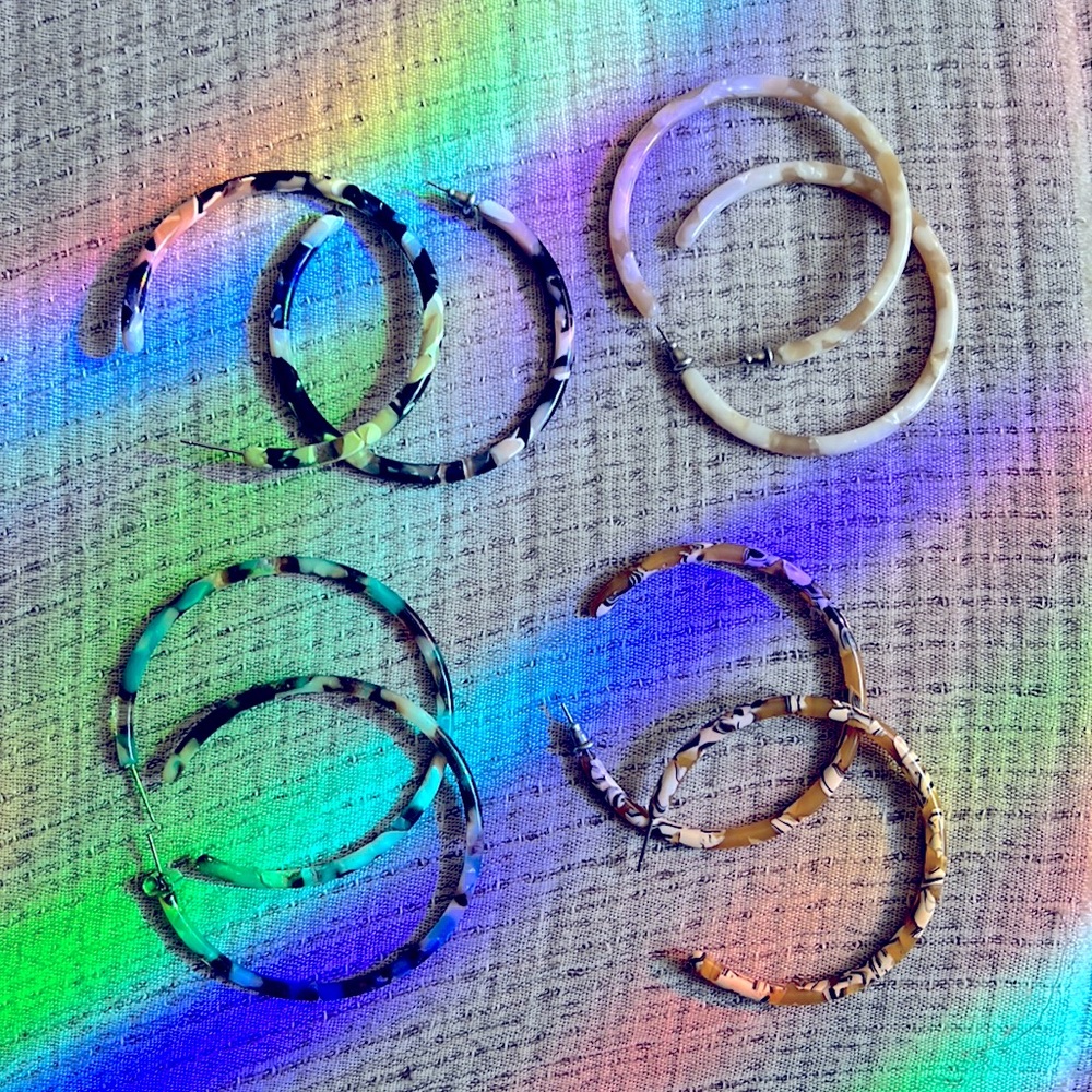 Acrylic Tortoise Hoop Earring Bundle